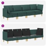 vidaXL Modulárny pohovkový set s úložným priestorom 4 pcs Tmavozelená – Obrázok 9
