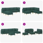 vidaXL Modulárny pohovkový set s úložným priestorom 6 pcs Tmavozelená – Obrázok 9
