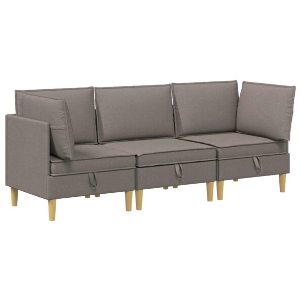 vidaXL Modulárny pohovkový set s úložným priestorom 3 pcs Sivohnedá – Obrázok 2