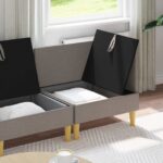 vidaXL Modulárny pohovkový set s úložným priestorom 3 pcs Sivohnedá – Obrázok 3