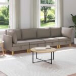 vidaXL Modulárny pohovkový set s úložným priestorom 4 pcs Sivohnedá