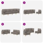 vidaXL Modulárny pohovkový set s úložným priestorom 4 pcs Sivohnedá – Obrázok 10