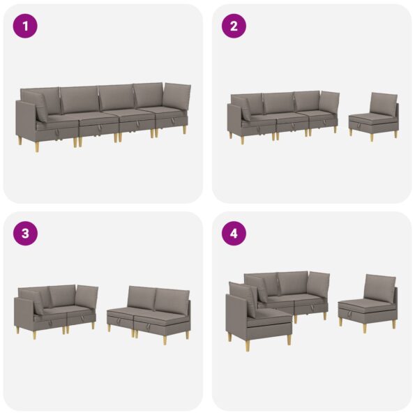 vidaXL Modulárny pohovkový set s úložným priestorom 4 pcs Sivohnedá – Obrázok 10