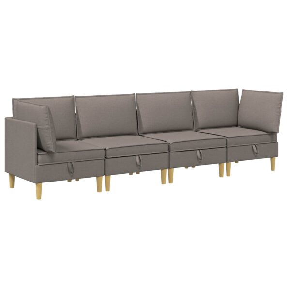 vidaXL Modulárny pohovkový set s úložným priestorom 4 pcs Sivohnedá – Obrázok 2