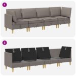 vidaXL Modulárny pohovkový set s úložným priestorom 4 pcs Sivohnedá – Obrázok 9