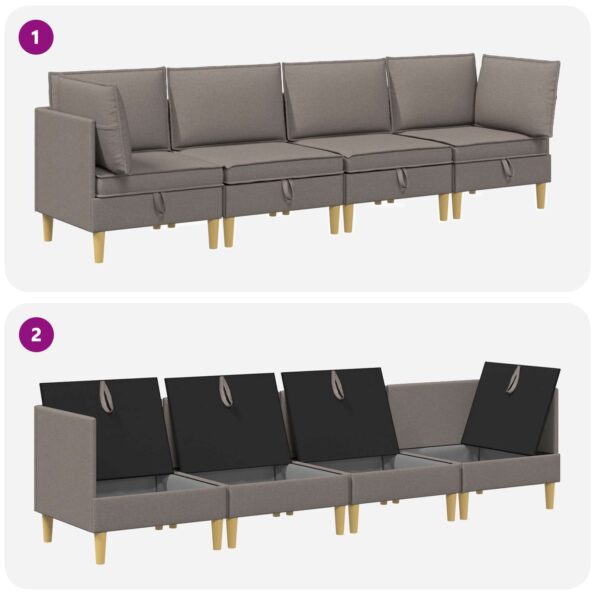 vidaXL Modulárny pohovkový set s úložným priestorom 4 pcs Sivohnedá – Obrázok 9