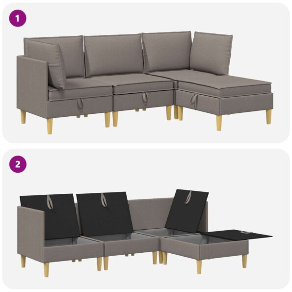 vidaXL Modulárny pohovkový set s úložným priestorom 4 pcs Sivohnedá – Obrázok 10