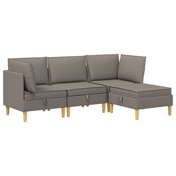 vidaXL Modulárny pohovkový set s úložným priestorom 4 pcs Sivohnedá – Obrázok 2