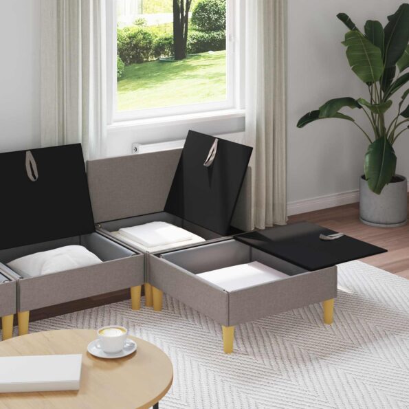 vidaXL Modulárny pohovkový set s úložným priestorom 4 pcs Sivohnedá – Obrázok 3