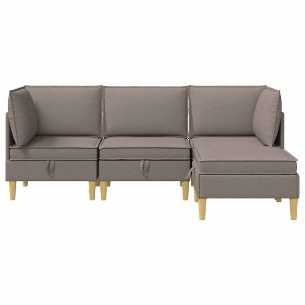 vidaXL Modulárny pohovkový set s úložným priestorom 4 pcs Sivohnedá – Obrázok 8