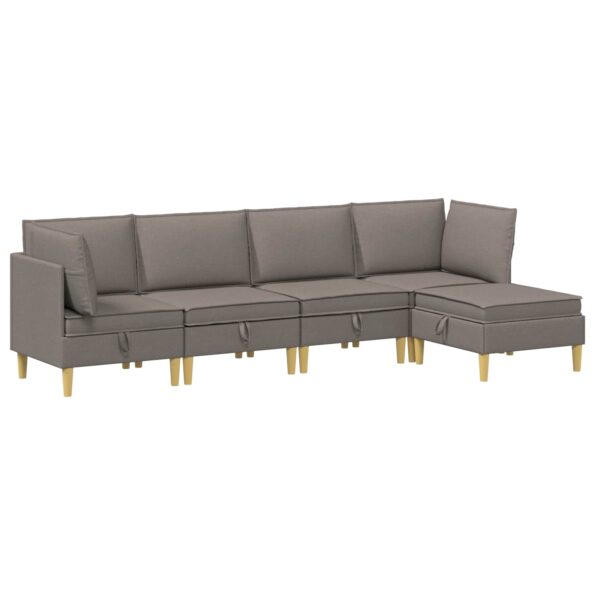 vidaXL Modulárny pohovkový set s úložným priestorom 5 pcs Sivohnedá – Obrázok 2