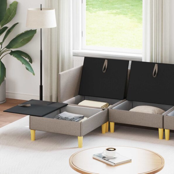 vidaXL Modulárny pohovkový set s úložným priestorom 5 pcs Sivohnedá – Obrázok 3