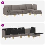 vidaXL Modulárny pohovkový set s úložným priestorom 5 pcs Sivohnedá – Obrázok 8
