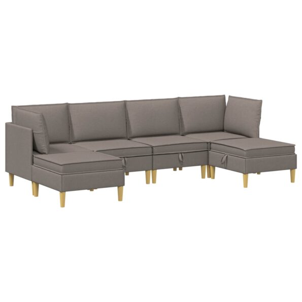 vidaXL Modulárny pohovkový set s úložným priestorom 6 pcs Sivohnedá – Obrázok 2