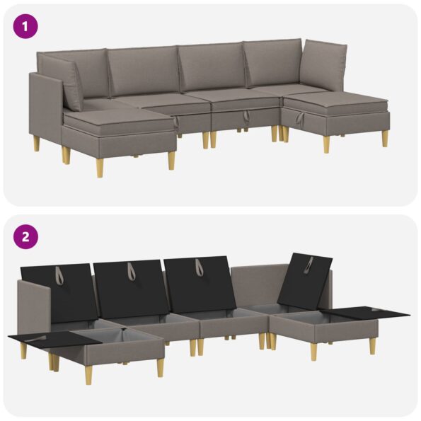 vidaXL Modulárny pohovkový set s úložným priestorom 6 pcs Sivohnedá – Obrázok 8