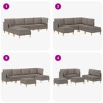 vidaXL Modulárny pohovkový set s úložným priestorom 6 pcs Sivohnedá – Obrázok 9