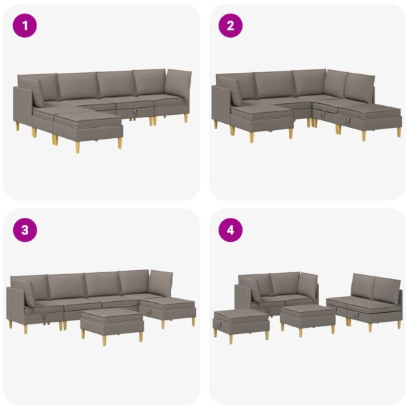 vidaXL Modulárny pohovkový set s úložným priestorom 6 pcs Sivohnedá – Obrázok 9
