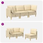 vidaXL Modulárny pohovkový set s úložným priestorom 3 pcs Krémová – Obrázok 10