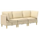 vidaXL Modulárny pohovkový set s úložným priestorom 3 pcs Krémová – Obrázok 2