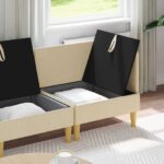 vidaXL Modulárny pohovkový set s úložným priestorom 3 pcs Krémová – Obrázok 3