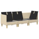 vidaXL Modulárny pohovkový set s úložným priestorom 3 pcs Krémová – Obrázok 4