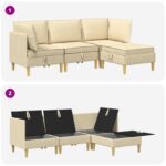 vidaXL Modulárny pohovkový set s úložným priestorom 4 pcs Krémová – Obrázok 10