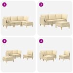 vidaXL Modulárny pohovkový set s úložným priestorom 4 pcs Krémová – Obrázok 11