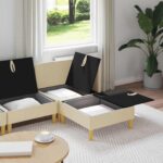 vidaXL Modulárny pohovkový set s úložným priestorom 4 pcs Krémová – Obrázok 3