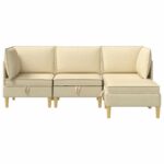 vidaXL Modulárny pohovkový set s úložným priestorom 4 pcs Krémová – Obrázok 8