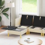 vidaXL Modulárny pohovkový set s úložným priestorom 5 pcs Krémová – Obrázok 3