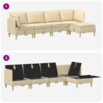 vidaXL Modulárny pohovkový set s úložným priestorom 5 pcs Krémová – Obrázok 8