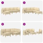 vidaXL Modulárny pohovkový set s úložným priestorom 5 pcs Krémová – Obrázok 9
