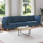 vidaXL Modulárny pohovkový set s úložným priestorom 4 pcs Modrá Látka