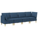 vidaXL Modulárny pohovkový set s úložným priestorom 4 pcs Modrá Látka – Obrázok 2
