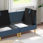 vidaXL Modulárny pohovkový set s úložným priestorom 4 pcs Modrá Látka – Obrázok 3