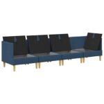 vidaXL Modulárny pohovkový set s úložným priestorom 4 pcs Modrá Látka – Obrázok 6