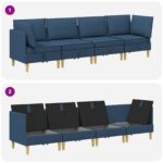 vidaXL Modulárny pohovkový set s úložným priestorom 4 pcs Modrá Látka – Obrázok 9
