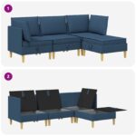 vidaXL Modulárny pohovkový set s úložným priestorom 4 pcs Modrá Látka – Obrázok 10