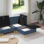vidaXL Modulárny pohovkový set s úložným priestorom 4 pcs Modrá Látka – Obrázok 3