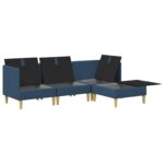 vidaXL Modulárny pohovkový set s úložným priestorom 4 pcs Modrá Látka – Obrázok 7