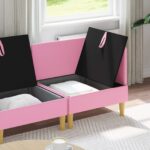 vidaXL Modulárny pohovkový set s úložným priestorom 4 pcs Ružová Látka – Obrázok 3