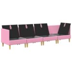 vidaXL Modulárny pohovkový set s úložným priestorom 4 pcs Ružová Látka – Obrázok 6