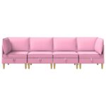 vidaXL Modulárny pohovkový set s úložným priestorom 4 pcs Ružová Látka – Obrázok 7