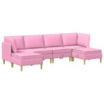 vidaXL Modulárny pohovkový set s úložným priestorom 6 pcs Ružová Látka – Obrázok 2