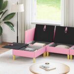 vidaXL Modulárny pohovkový set s úložným priestorom 6 pcs Ružová Látka – Obrázok 3