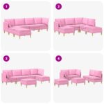 vidaXL Modulárny pohovkový set s úložným priestorom 6 pcs Ružová Látka – Obrázok 9