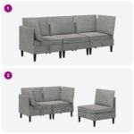 vidaXL Súprava nábytku do obývačky s vankúšom 3 pcs Svetlosivá Zamat – Obrázok 10