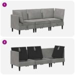 vidaXL Súprava nábytku do obývačky s vankúšom 3 pcs Svetlosivá Zamat – Obrázok 9