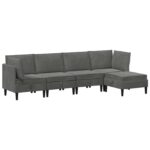 vidaXL Súprava nábytku do obývačky s vankúšom 5 pcs Tmavosivá Zamat – Obrázok 2