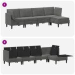 vidaXL Súprava nábytku do obývačky s vankúšom 5 pcs Tmavosivá Zamat – Obrázok 8